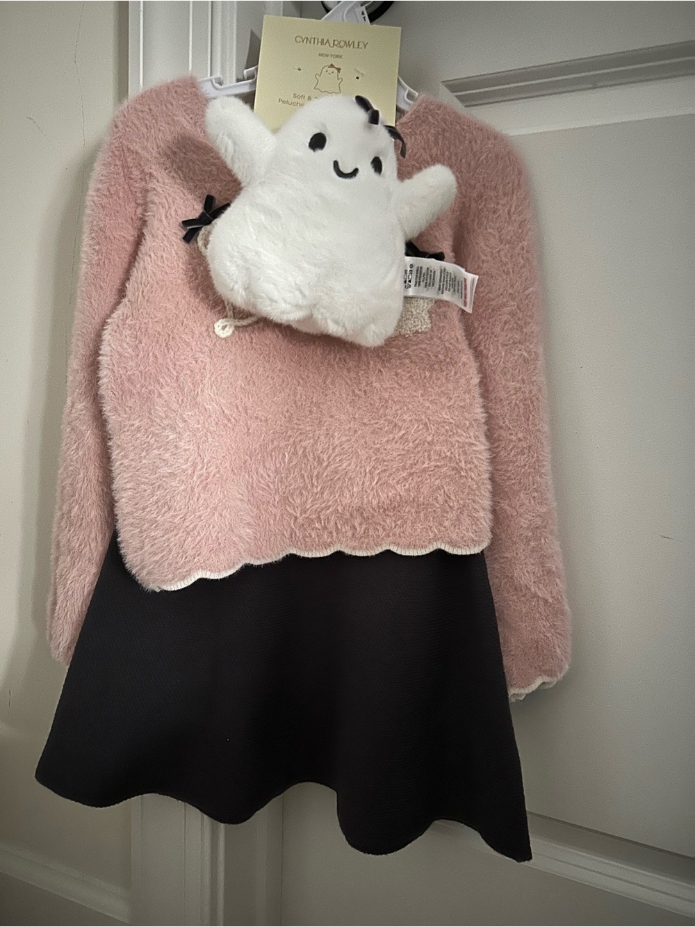 4T NWT Cynthia Rowley Pink Fuzzy Sweater with skirt,  socks and plush ghost toy